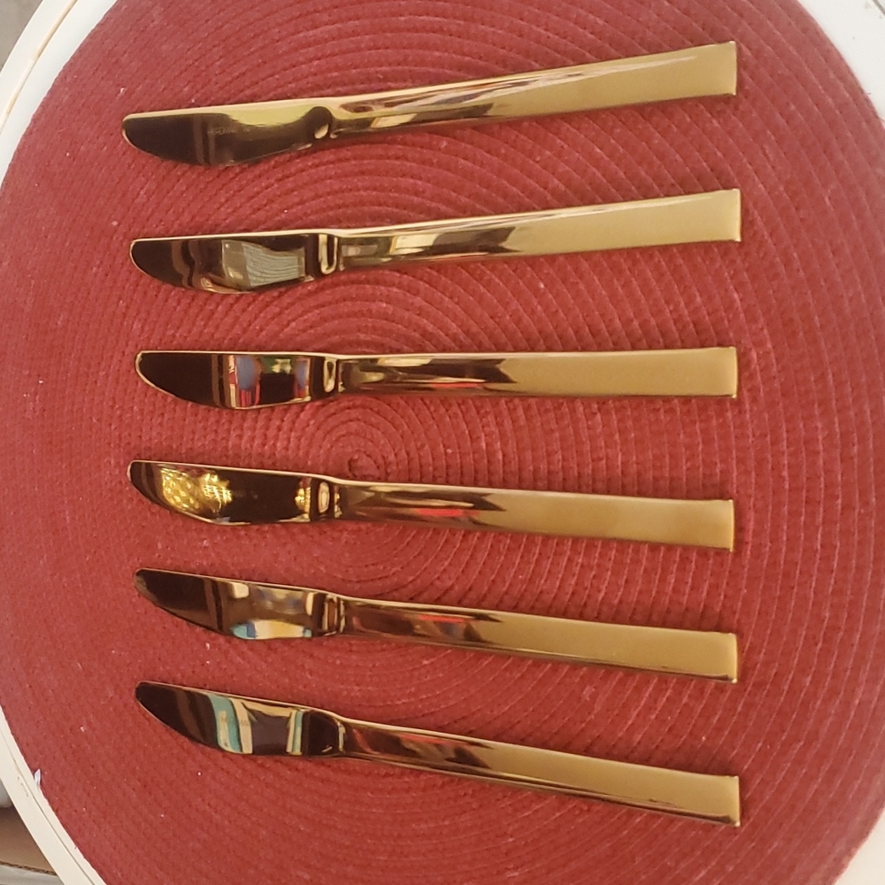 Herdmar "Spiga Brushed Gold" 6 Piece Set of Butter Knives